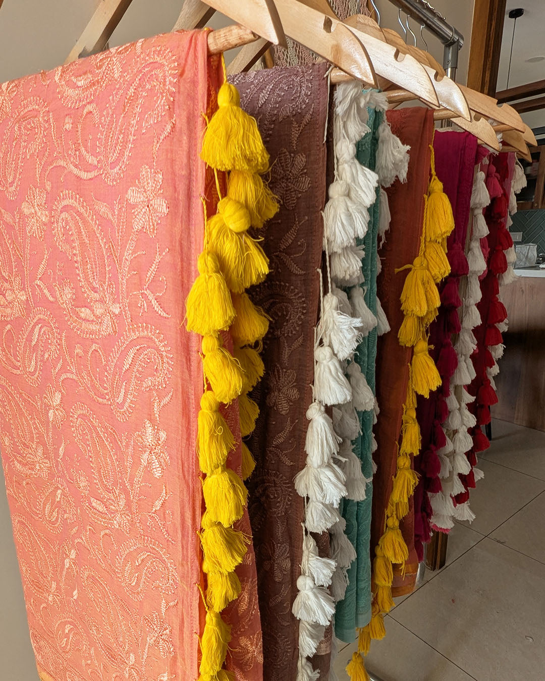 Beautiful colors in our bangal cotton sarees with chikankari inspired threadwork