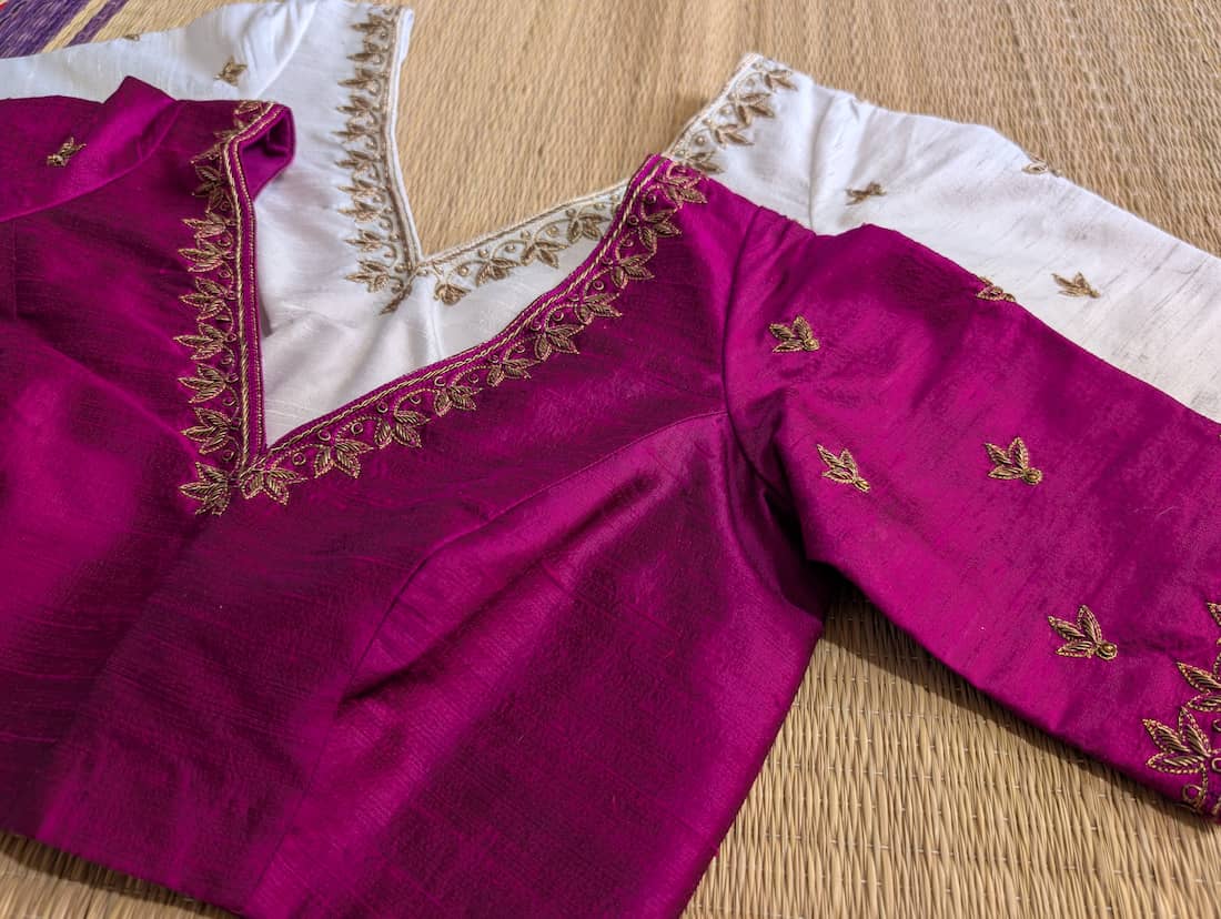 Designer Blouse with heavy Gold Zardosi and Stone Handwork