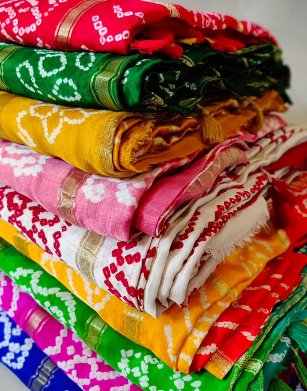 Pure Gaji Silk Bandhani Gharchola Sarees with Traditional Rai Bandhej