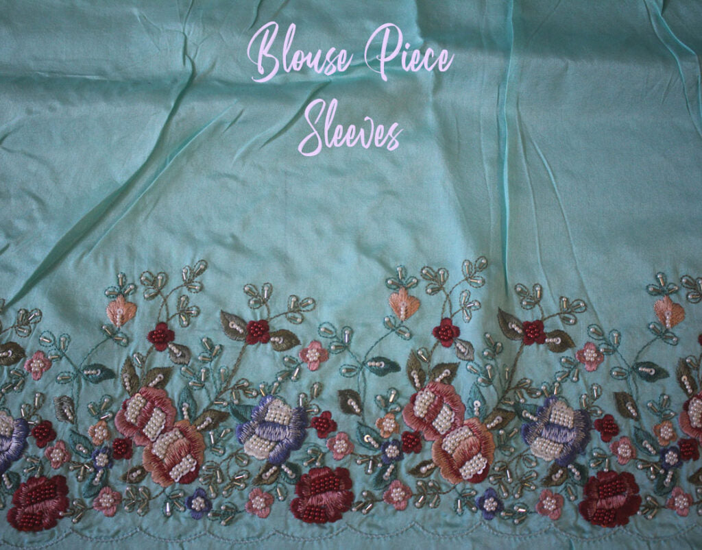 Aqua Pure Organza Silk Hand Embroidered Saree – Handloom Saree Online India | Elegantt Drapes