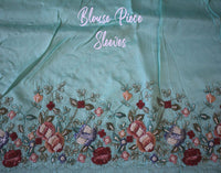 Aqua Pure Organza Silk Hand Embroidered Saree – Handloom Saree Online India | Elegantt Drapes