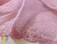 Pink Pure Organza Silk Handwork Saree