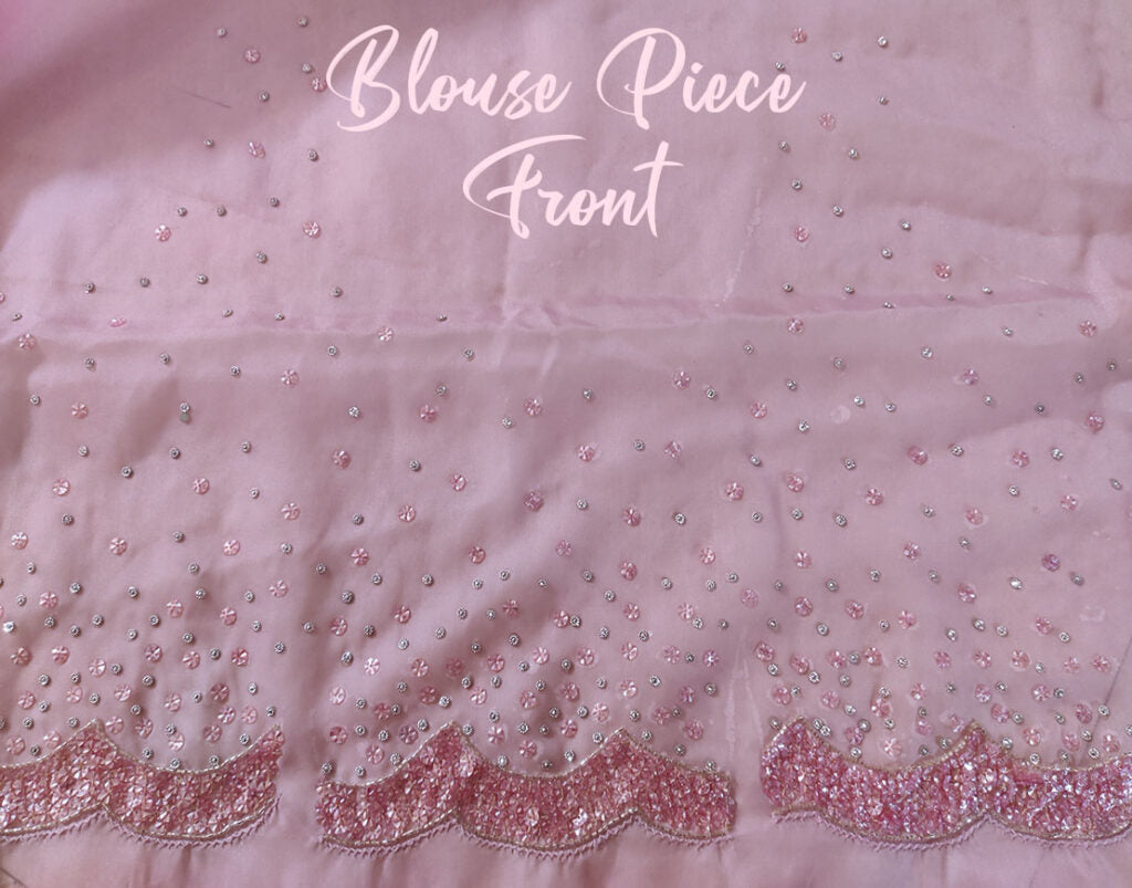 Pink Pure Organza Silk Handwork Saree