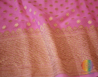 Baby Pink Banarasi Pure Khaddi Georgete Konia Saree | Elegantt Drapes