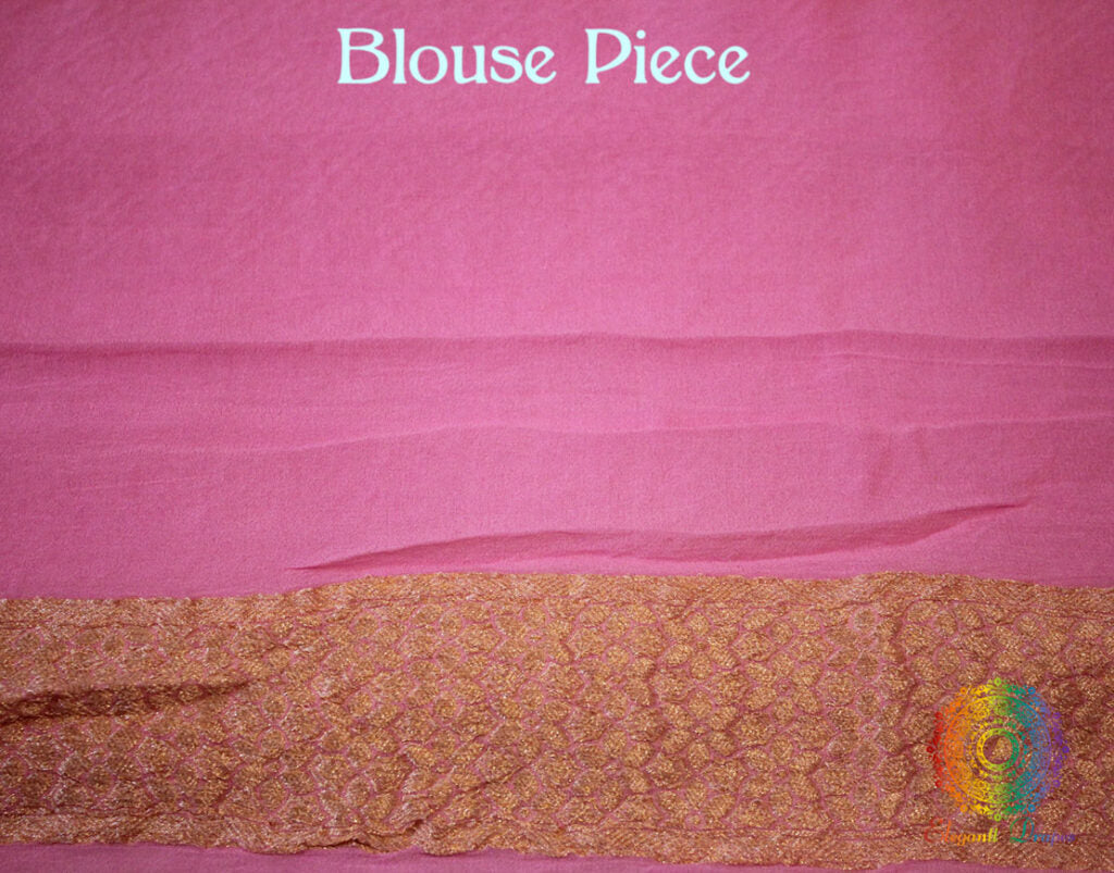 Baby Pink Banarasi Pure Khaddi Georgete Konia Saree | Elegantt Drapes
