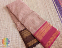 Beige Pure Kanchi Cotton Saree – Handloom Saree Online India | Elegantt Drapes