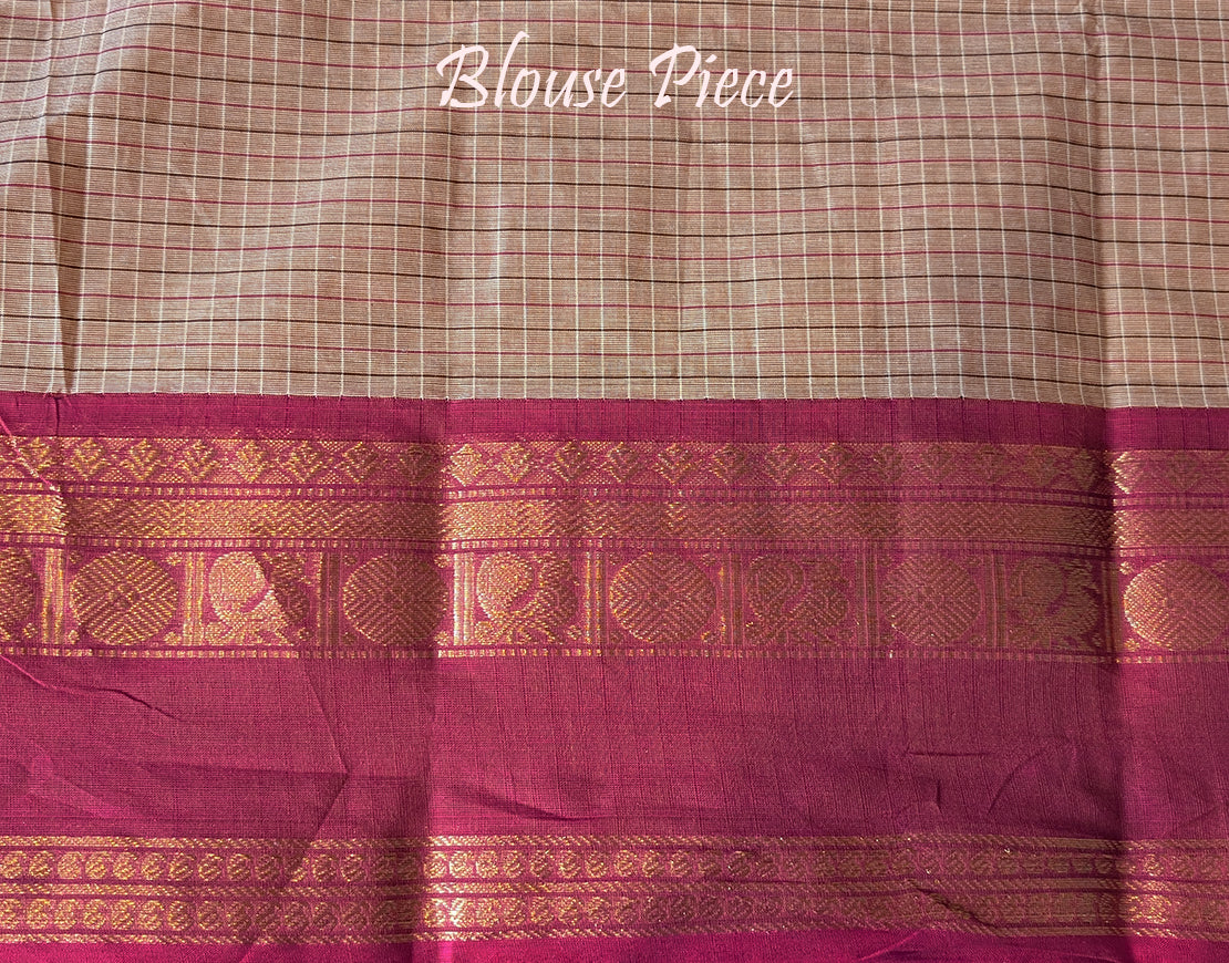 Beige Pure Kanchi Cotton Saree – Handloom Saree Online India | Elegantt Drapes