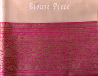 Beige Pure Chanderi Handloom Tissue Silk Saree – Handloom Saree Online India | Elegantt Drapes