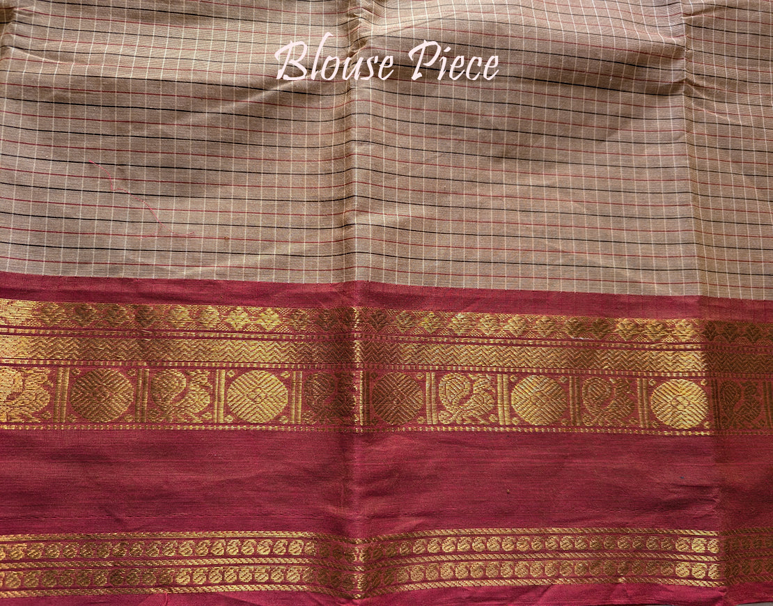Beige Pure Kanchi Cotton Saree 2 – Handloom Saree Online India | Elegantt Drapes