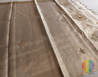 Beige Tissue Silk Handwork Saree – Handloom Saree Online India | Elegantt Drapes