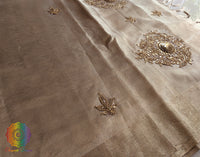 Beige Tissue Silk Handwork Saree – Handloom Saree Online India | Elegantt Drapes