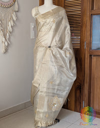 Beige Tissue Silk Handwork Saree – Handloom Saree Online India | Elegantt Drapes