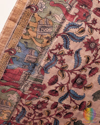 Kalamkari Tussar Silk Dupatta – Handloom Saree Online India | Elegantt Drapes