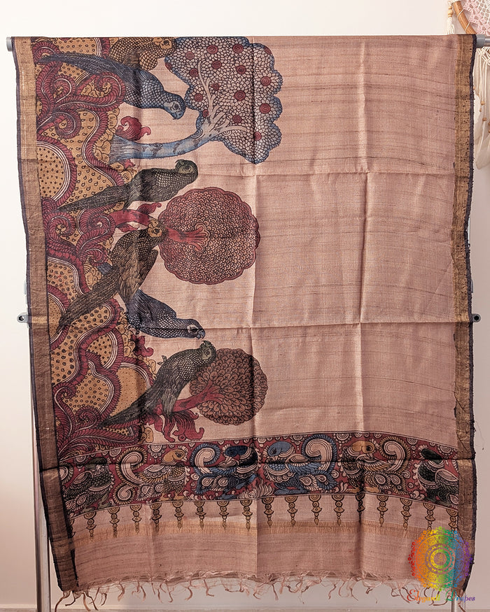 Tussar Silk Kalamkari Dupatta – Handloom Saree Online India | Elegantt Drapes