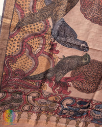 Tussar Silk Kalamkari Dupatta – Handloom Saree Online India | Elegantt Drapes