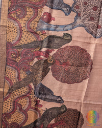 Tussar Silk Kalamkari Dupatta – Handloom Saree Online India | Elegantt Drapes