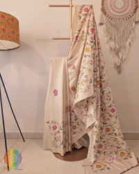 Pure Tussar Silk Embroidered Saree – Handloom Saree Online India | Elegantt Drapes