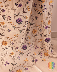 Off White Pure Tussar Silk Embroidered Saree – Handloom Saree Online India | Elegantt Drapes