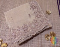 Beige Tissue Organza Zardozi Handwork Saree – Handloom Saree Online India | Elegantt Drapes