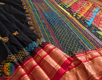 Black Lambani Handwork Pure Ilkal Silk Saree – Ilkal Handloom Saree Online India | Elegantt Drapes