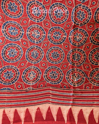 Black Red Modal Silk Ajrakh Saree – Ajrakh Saree Online India | Elegantt Drapes