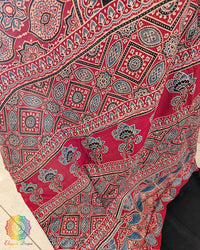 Black Red Modal Silk Ajrakh Saree 2 – Ajrakh Saree Online India | Elegantt Drapes