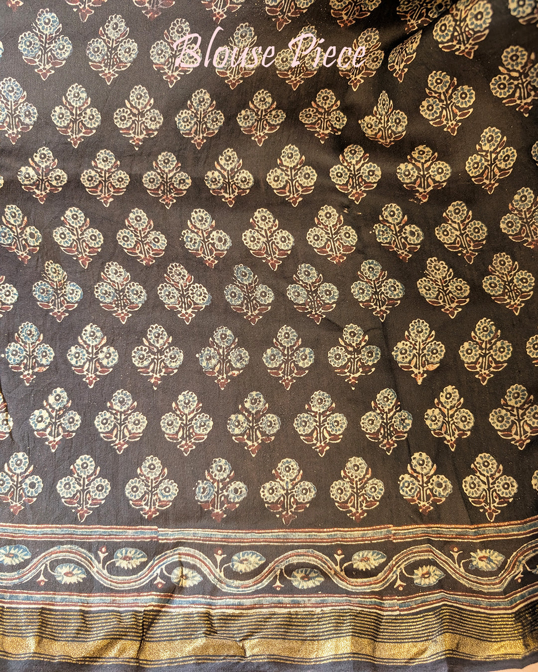 Black Chanderi Ajrakh Saree – Ajrakh Saree Online India | Elegantt Drapes