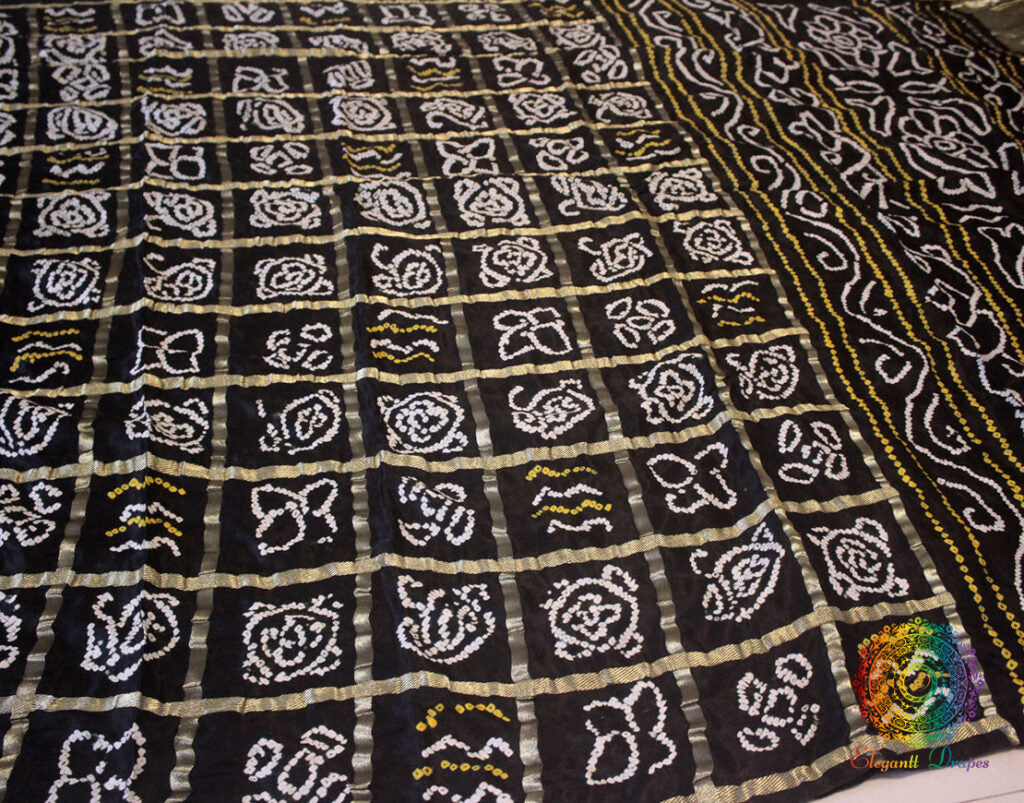 Black Gharchola Pure Gaji Silk Bandhani Saree Saree – Handloom Saree Online India | Elegantt Drapes