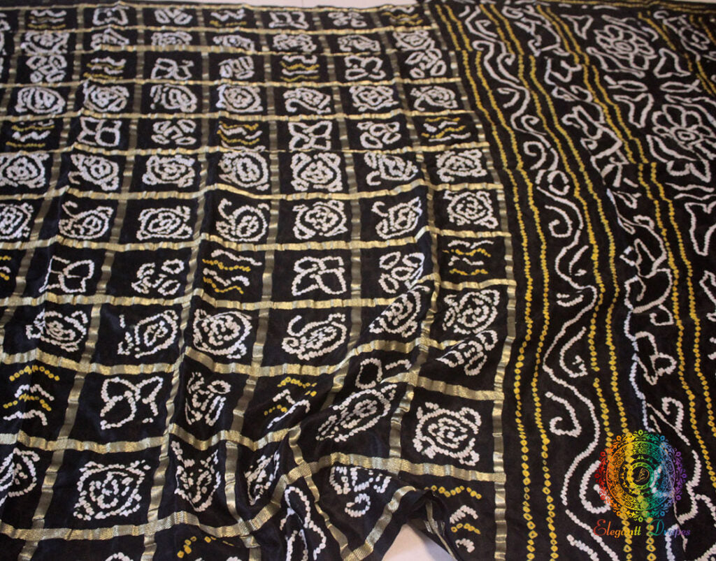 Black Gharchola Pure Gaji Silk Bandhani Saree Saree – Handloom Saree Online India | Elegantt Drapes
