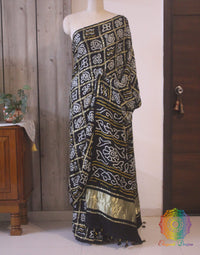 Black Gharchola Pure Gaji Silk Bandhani Saree Saree – Handloom Saree Online India | Elegantt Drapes