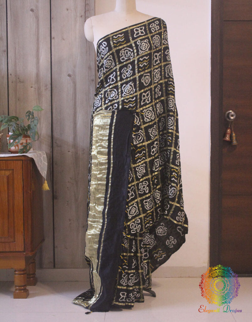 Black Gharchola Pure Gaji Silk Bandhani Saree Saree – Handloom Saree Online India | Elegantt Drapes