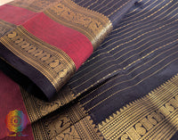 Black Pure Kanchi Cotton Saree 2 – Handloom Saree Online India | Elegantt Drapes