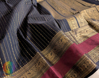 Black Pure Kanchi Cotton Saree 2 – Handloom Saree Online India | Elegantt Drapes