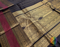 Black Pure Kanchi Cotton Saree 2 – Handloom Saree Online India | Elegantt Drapes