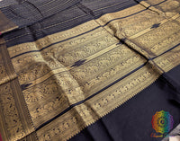 Black Pure Kanchi Cotton Saree 2 – Handloom Saree Online India | Elegantt Drapes