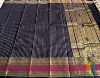 Black Pure Kanchi Cotton Saree 2 – Handloom Saree Online India | Elegantt Drapes