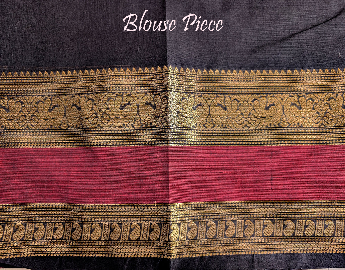Black Pure Kanchi Cotton Saree 2 – Handloom Saree Online India | Elegantt Drapes