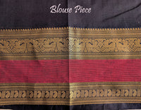 Black Pure Kanchi Cotton Saree 2 – Handloom Saree Online India | Elegantt Drapes