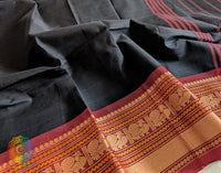 Black Pure Kanchi Cotton Saree 3 – Handloom Saree Online India | Elegantt Drapes