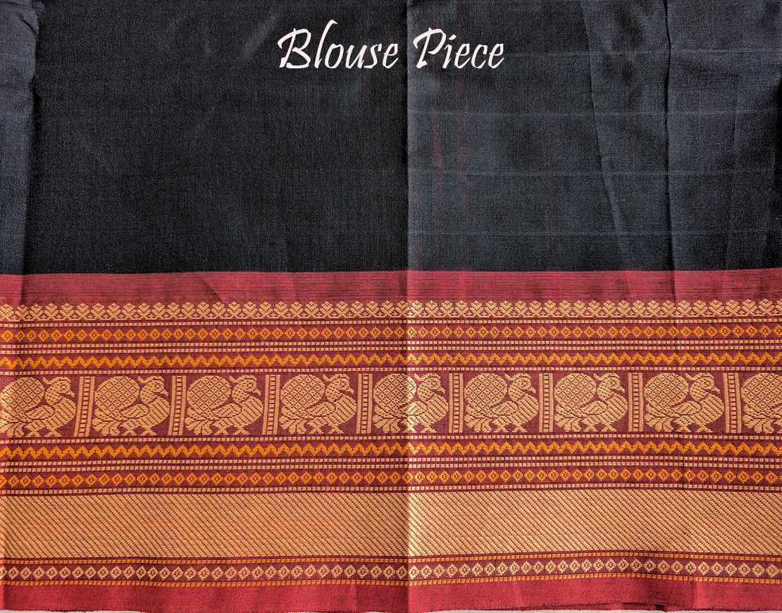 Black Pure Kanchi Cotton Saree 3 – Handloom Saree Online India | Elegantt Drapes