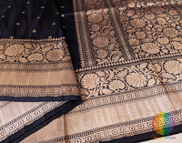 Black Pure Banarasi Handloom Katan Silk Saree – Handloom Saree Online India | Elegantt Drapes
