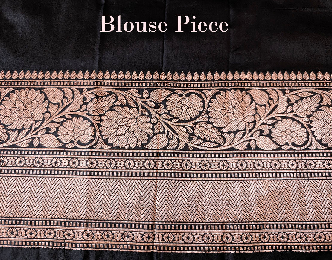 Black Pure Banarasi Handloom Katan Silk Saree – Handloom Saree Online India | Elegantt Drapes