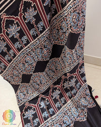 Black Modal Silk Ajrakh Saree – Ajrakh Saree Online India | Elegantt Drapes