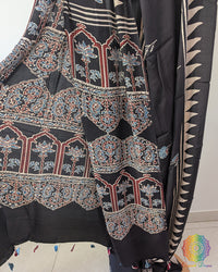 Black Modal Silk Ajrakh Saree – Ajrakh Saree Online India | Elegantt Drapes
