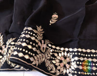 Black Pure Organza Gota Patti Handwork Saree – Handloom Saree Online India | Elegantt Drapes