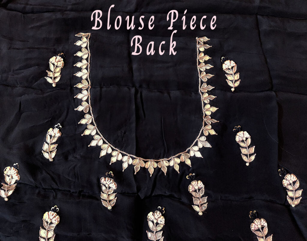 Black Pure Organza Gota Patti Handwork Saree – Handloom Saree Online India | Elegantt Drapes