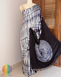 Black Modal Silk Shibori Saree – Handloom Saree Online India | Elegantt Drapes