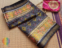 Black Pure Mulberry Silk Rajkot Patola Saree – Handloom Saree Online India | Elegantt Drapes