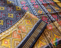 Black Pure Mulberry Silk Rajkot Patola Saree – Handloom Saree Online India | Elegantt Drapes