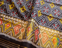 Black Pure Mulberry Silk Rajkot Patola Saree – Handloom Saree Online India | Elegantt Drapes